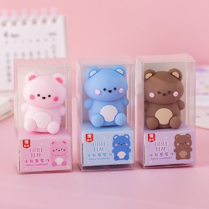 ست پاکن و تراش سیلیکونی طرح Little Bear / ست پاکن تراش فانتزی خرسی