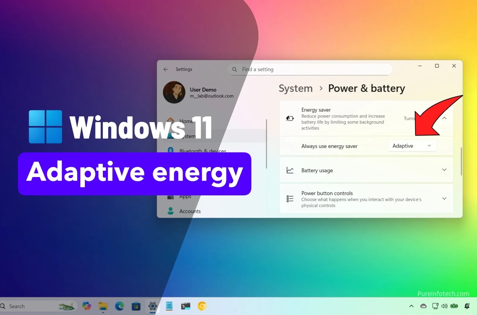 تحولی در بهینه‌سازی مصرف باتری لپ‌تاپ با ویژگی Adaptive Energy Saver در ویندوز ۱۱